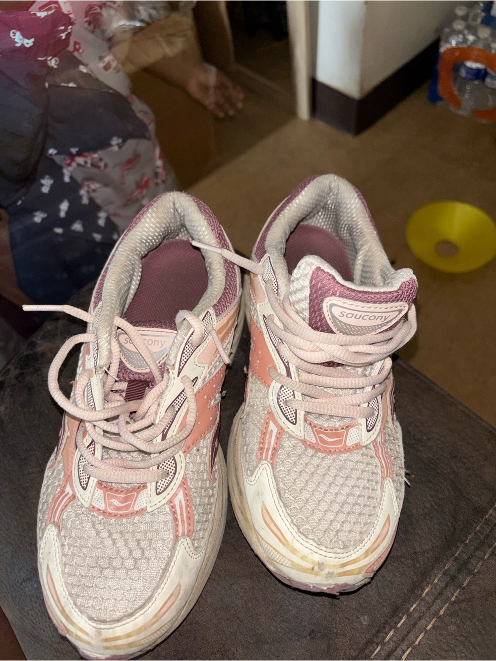 Saucony Kids Pink and Mauve Lace-Up Sneakers